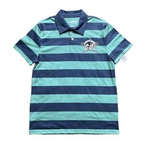 Disney Mickey Mouse Tennis Club Striped Short‎ Sleeve Mens Size M Polo Shirt New